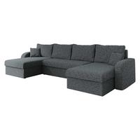 ECKSOFA Kris U Lux - Dunkelgrau/Schwarz, Holz/Kunststoff (304/140cm) - MIRJAN24