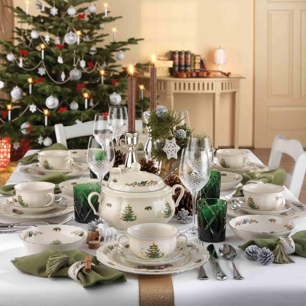 KUCHENPLATTE Marieluise Weihnachten weiß-grün 34,6 x 14,9 cm - Weiß/Grün, Keramik (14.9/2.8/34.6cm) - Seltmann Weiden