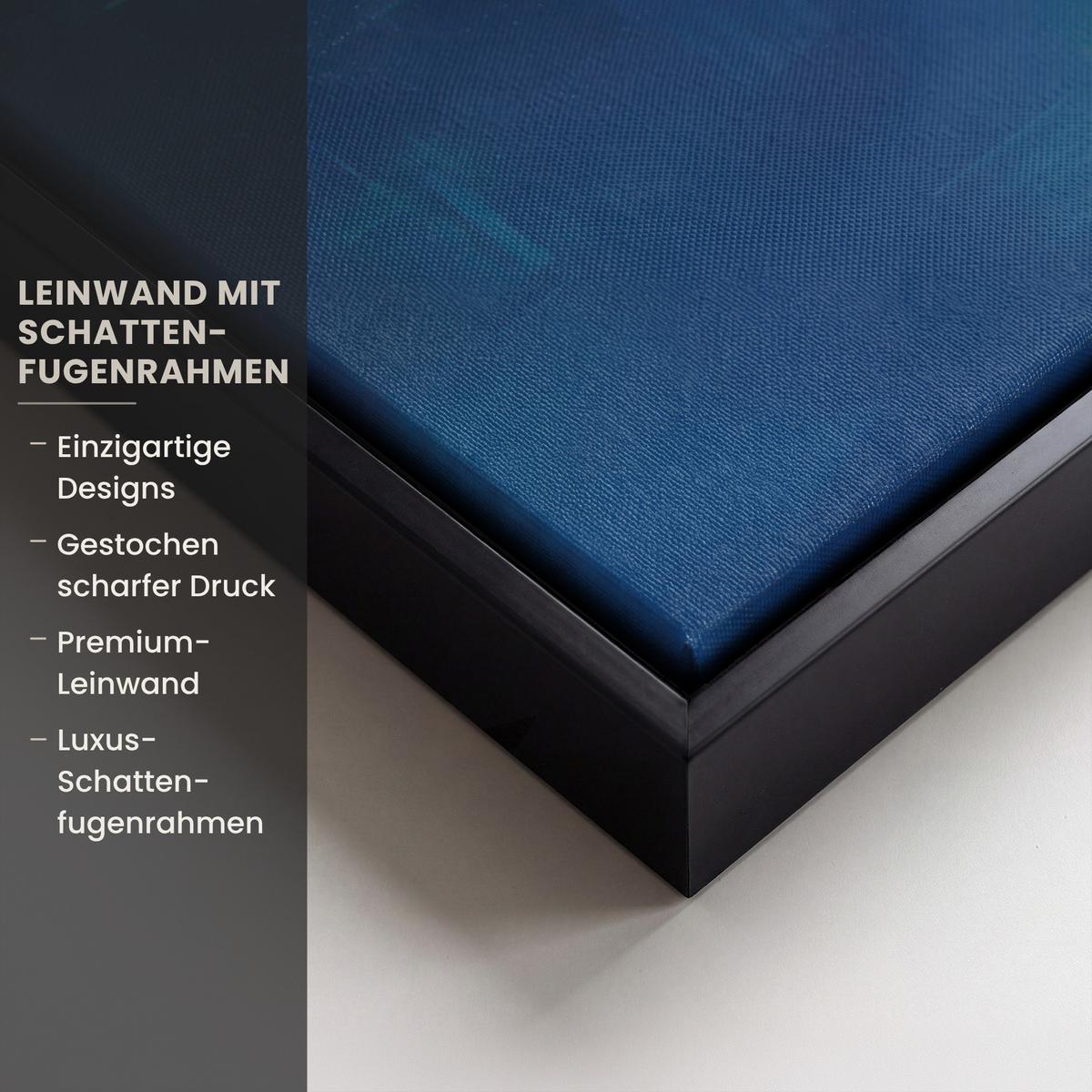 LEINWAND Bilder mit Rahmen - Skyline - Pinselstriche - Dunkelblau - Leuchtend - 40x60 - Blau, Textil (40/60cm) - MuchoWow