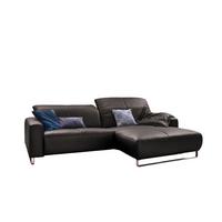 ECKSOFA YORK Grau Leder - Silberfarben/Grau, Leder (284/180cm) - KAWOLA