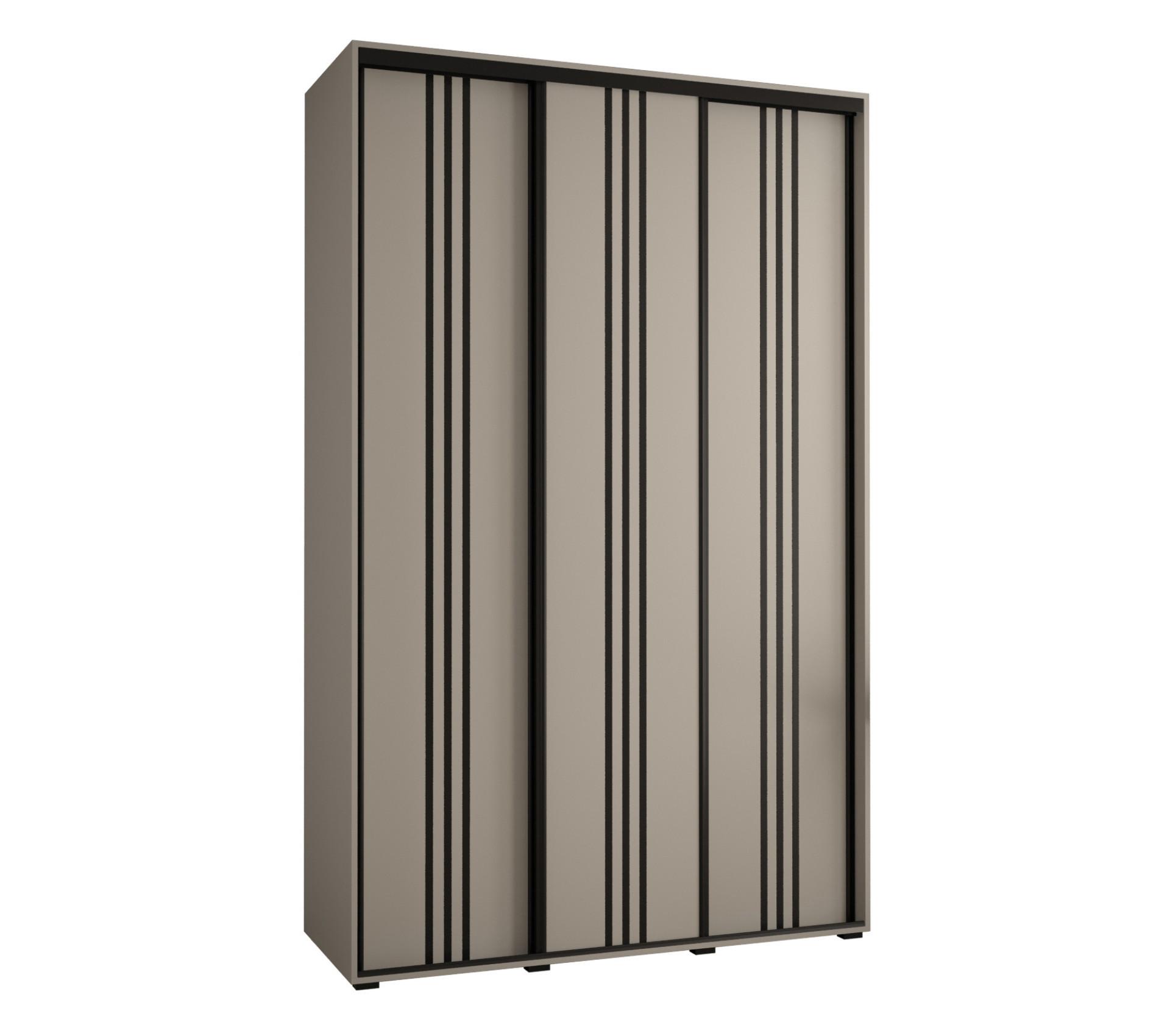 SCHWEBETÜRENSCHRANK 235,2/150/45 3-türig - Kaschmir/Schwarz, Holz/Metall (150/235.2/45cm) - MÖBEL KRYSPOL