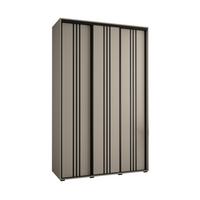 SCHWEBETÜRENSCHRANK 235,2/150/45 3-türig - Kaschmir/Schwarz, Holz/Metall (150/235.2/45cm) - MÖBEL KRYSPOL