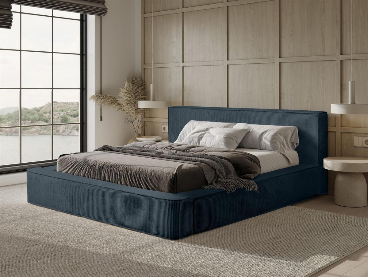 POLSTERBETT Modesto In Lincoln - Blau, Holzwerkstoff/Textil (140/200cm) - Fun Möbel