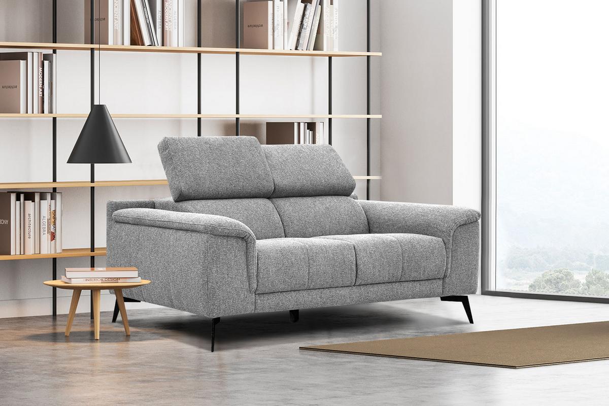 SOFA FIERO 2-Sitzer, silberfarben - Silberfarben/Schwarz, Holzwerkstoff/Textil (170/82/103cm) - Wozimo