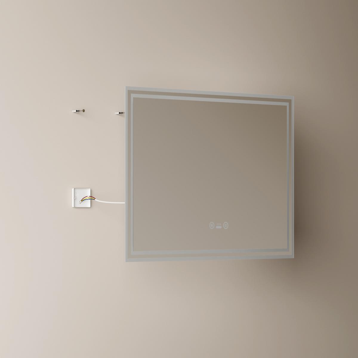 BADSPIEGEL mit Beleuchtung mit Bewegungssensor, 80/60/3,5 cm - Transparent, Glas (60/80/3.5cm) - EMKE