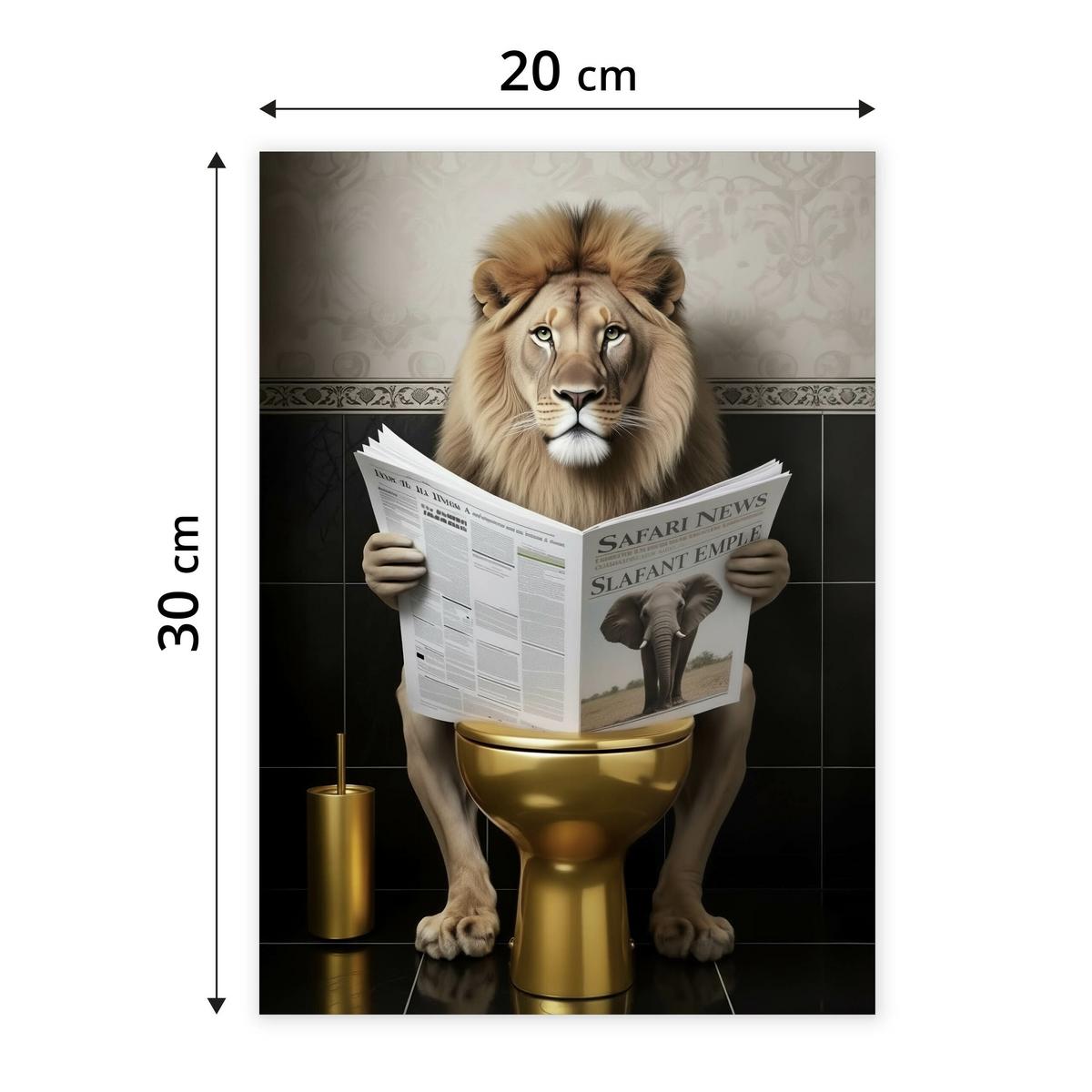 POSTER für WC Badezimmer LÖWE in Toilette Zeitung Abstraktion 20x30cm - Gelb/Beige, Papier (20/30/30cm) - Muralo