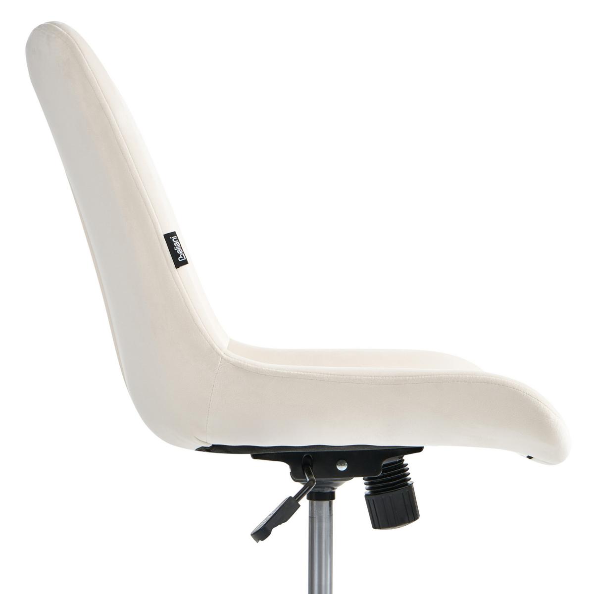 BÜROSTUHL Samtstoff Cremeweiß Melrose - Weiß, Textil (60/82/60cm) - Beliani