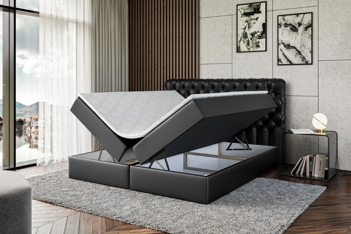 BOXBETT mit Matratze H3 und Lattenrost - BOXI8 - 140x200 cm Schwarz Hochglanz - Schwarz Hochglanz, Holzwerkstoff (140/200cm) - ALTDECOR