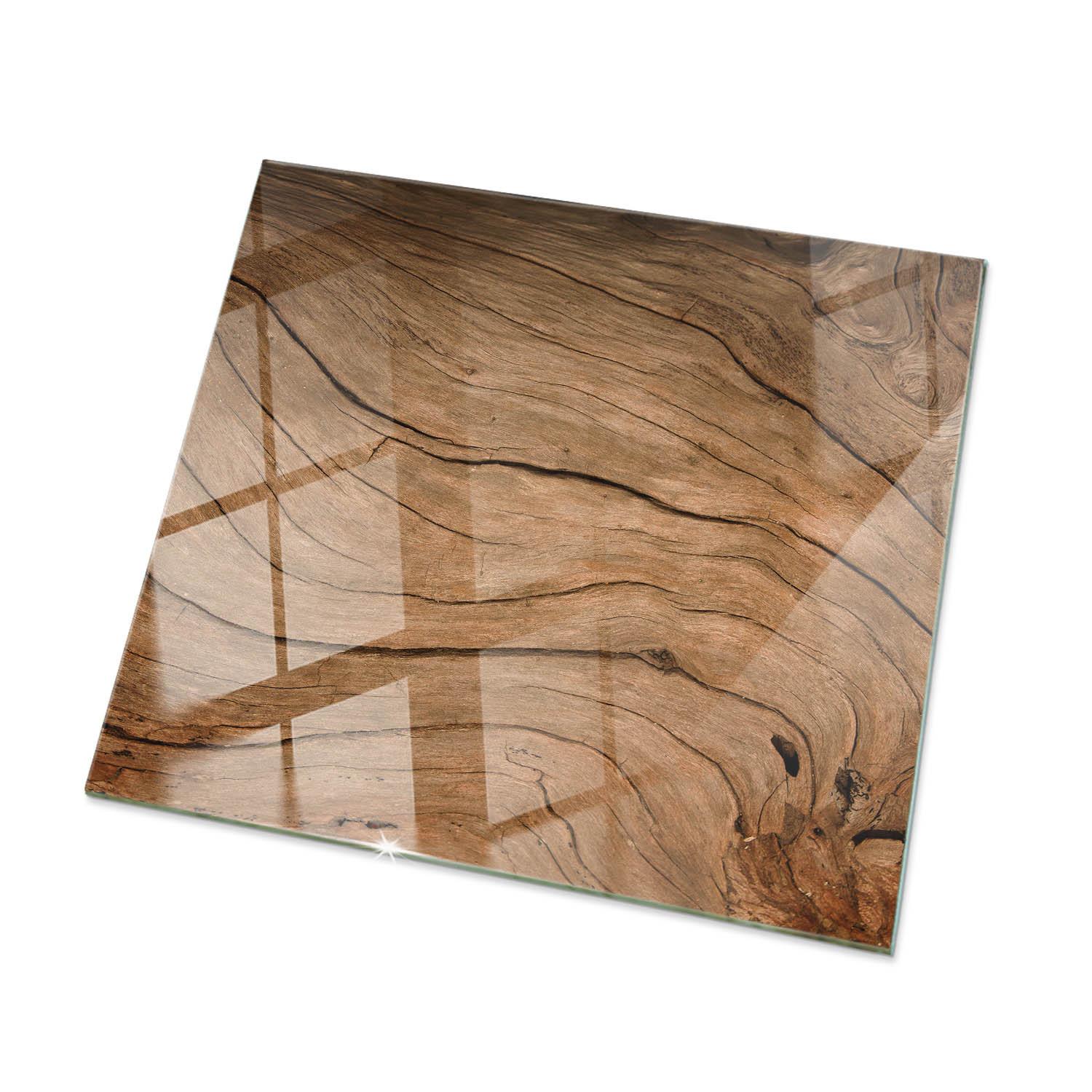 TISCHPLATTE 50x50 cm Natürliche Holzmaserung - Braun, Glas (0.4/50/50cm) - TULUP