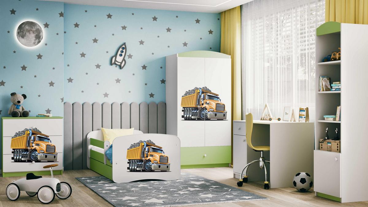 KINDERBETT Lastwagen mit Schublade 180/80 90/61/184 - Grün, Holzwerkstoff (80/180cm) - RAUMHIRSCH FURNITURE