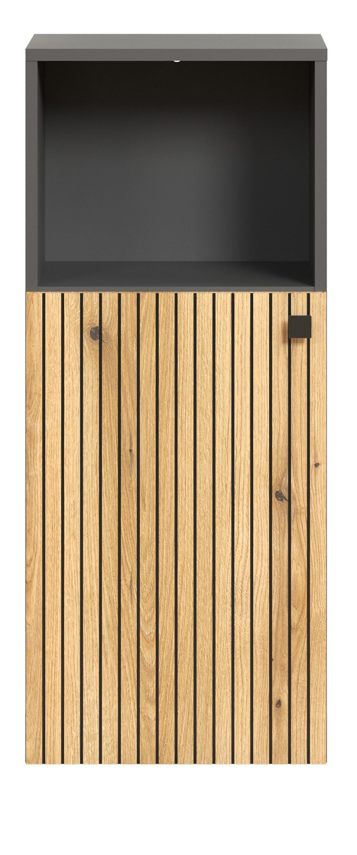 BADKOMMODE Evoke Eiche, grau 40 x 95 cm, Badschrank in modernem Design - Eichefarben/Anthrazit, Holzwerkstoff/Metall (31/95/40cm) - Top.Furn