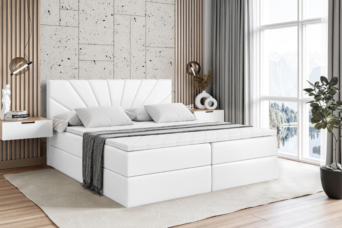 BOXBETT mit Matratze H4 und Lattenrost - MILTIO - 140x200 cm - H4 - Weiß Hochglanz - Weiß Hochglanz, Holzwerkstoff (140/200cm) - ALTDECOR