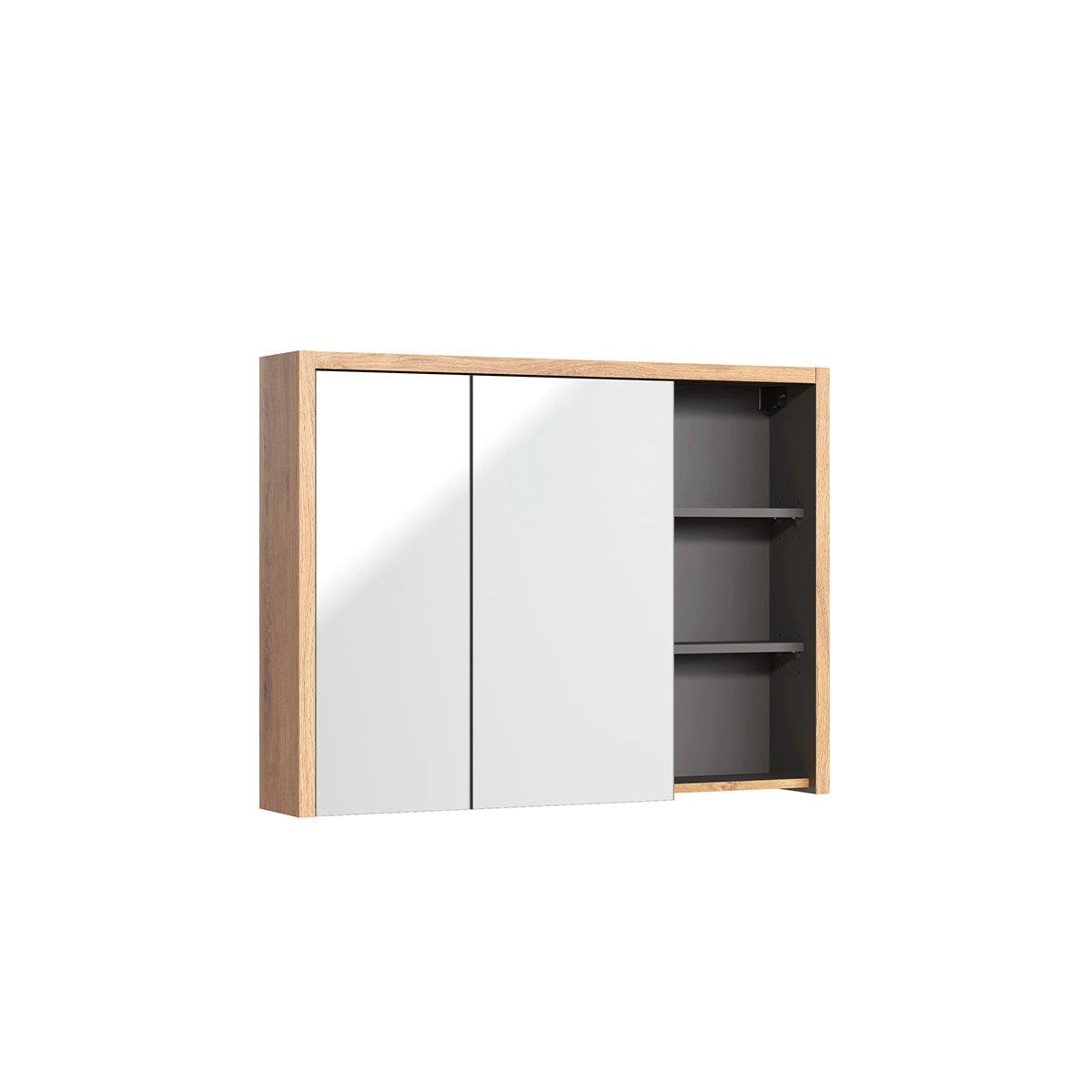 BADMÖBEL 100cm Rigel 2er-Set Holz und Anthrazit - Braun, Holzwerkstoff (100/60/45.5cm) - Petits-meubles