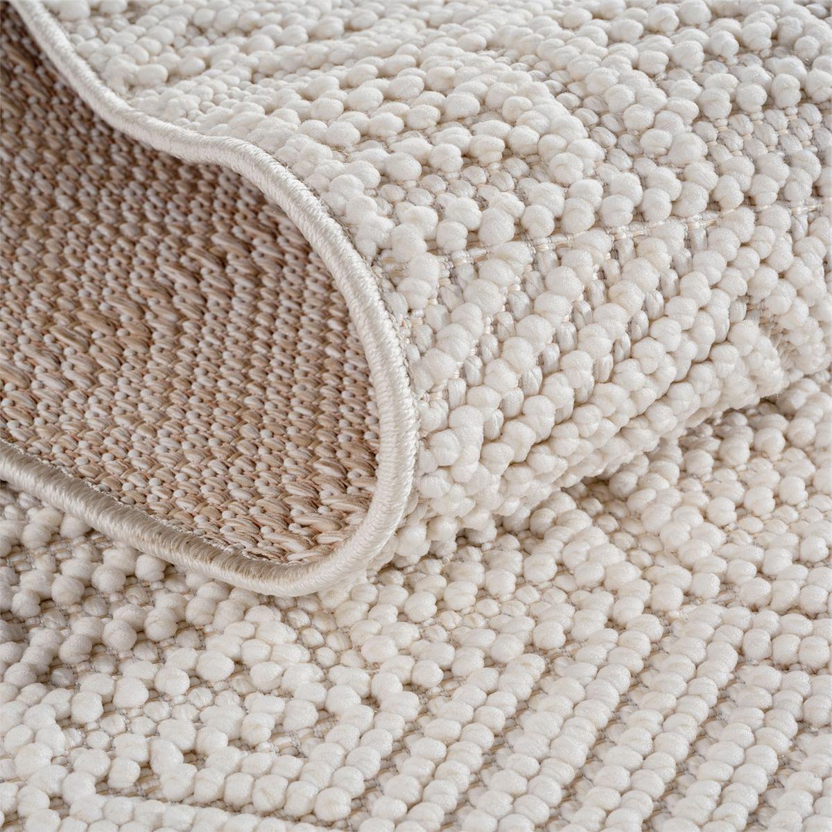 TEPPICH Flachgewebe LANGAU in Creme, mit Ethno-Streifen, 160 x 230 cm - Creme, Textil (160/230cm) - KADIMA DESIGN