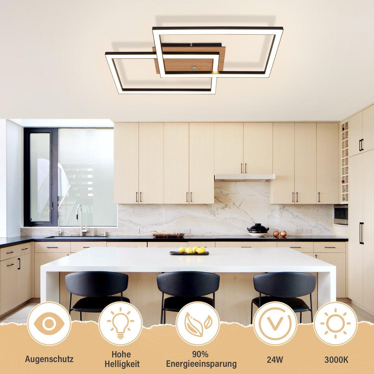 LED-DECKENLEUCHTE Gable 50/30/6.1 cm - Schwarz, Metall (50/30/6.1cm) - Nettlife