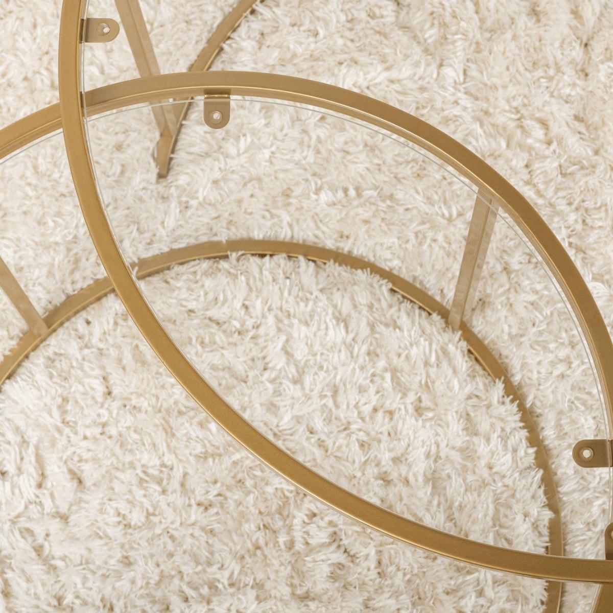 COUCHTISCHE mit Glasplatte 80/80/43 cm - Goldfarben, Metall (82/80/43cm) - Calicosy