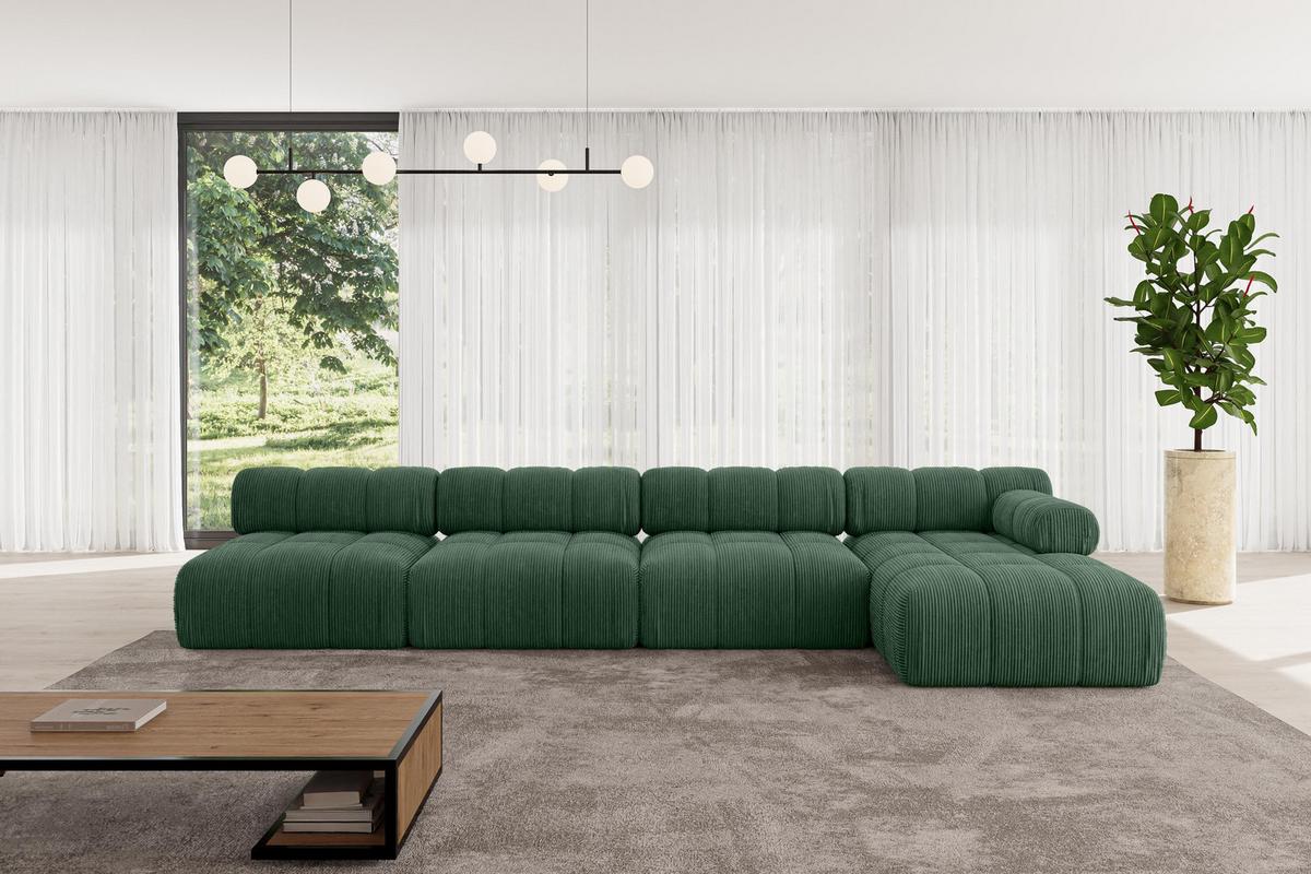 ECKSOFA modulares Sofa Razon-L3 - 380x160x70 cm Grün Cord - Grün, Holzwerkstoff/Textil (380/160cm) - ALTDECOR