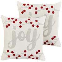 DEKOKISSEN 2er-Set Cremeweiß 45/45 cm Praline - Rot/Weiß, Textil (45/45cm) - Beliani