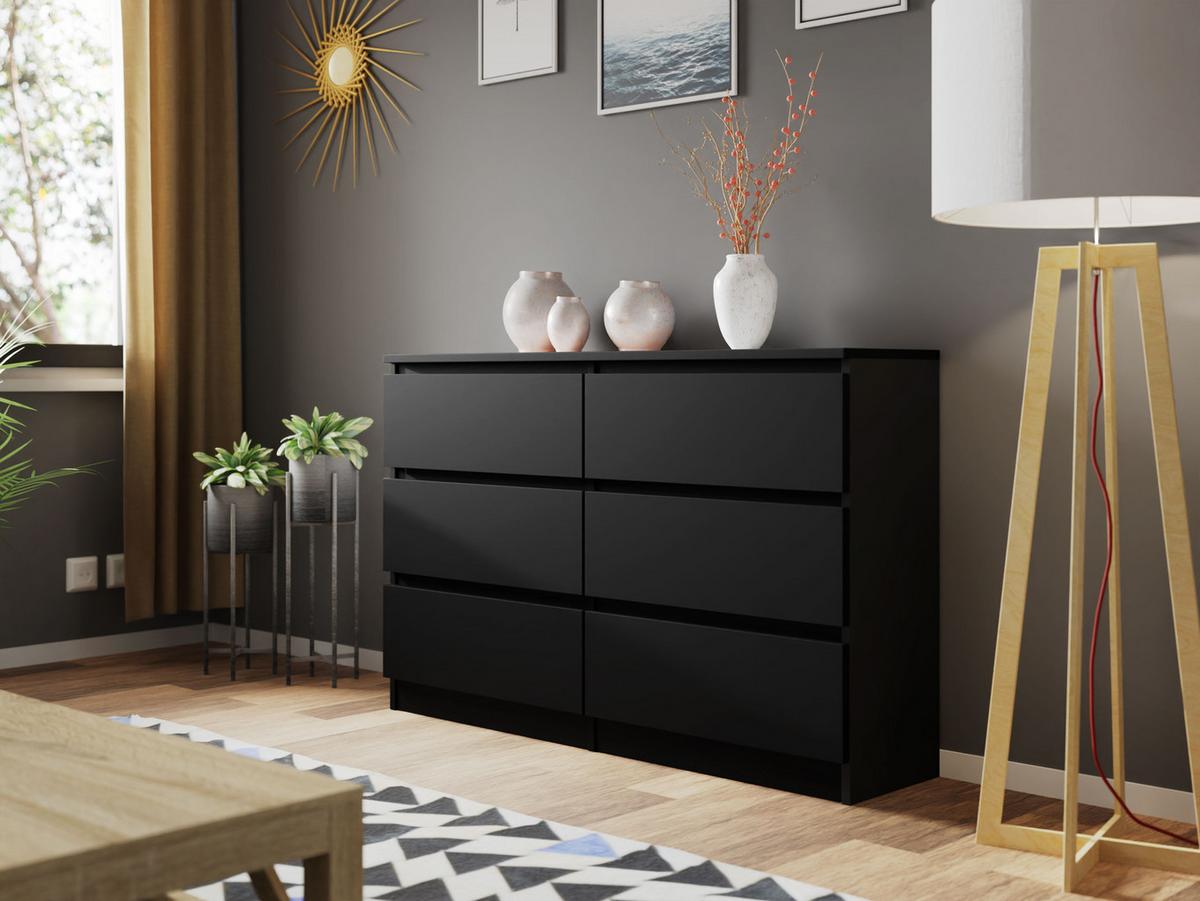 KOMMODE Malwa M6 120 - Schwarz, Holzwerkstoff (120/77/30cm) - MIRJAN24