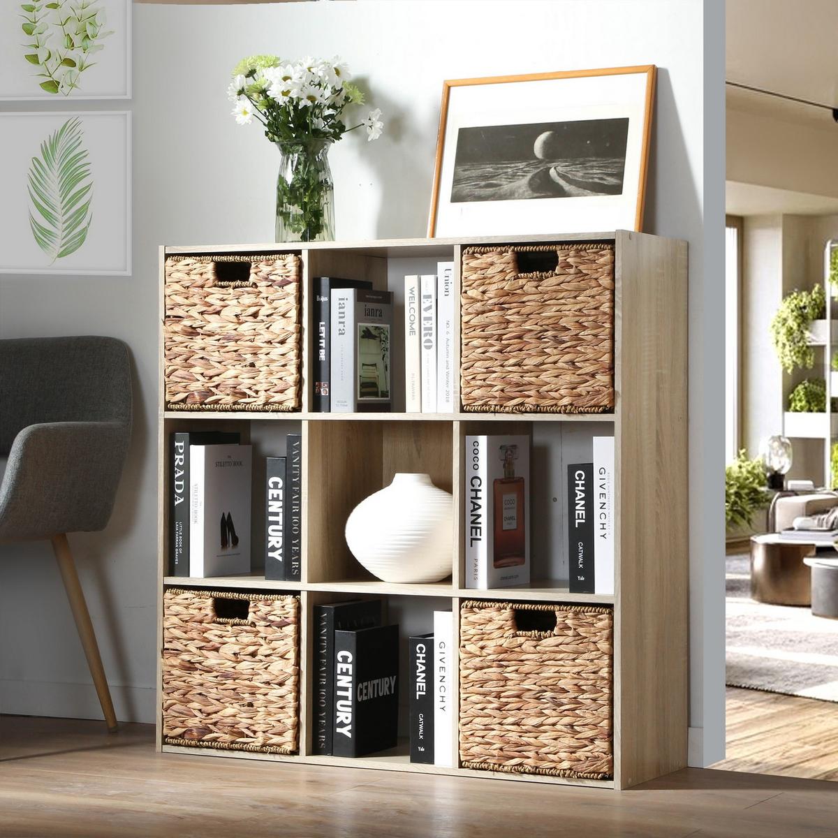 REGAL mit 9 Fächern - Eschefarben, Holzwerkstoff (29.5/92.5/32cm) - Calicosy