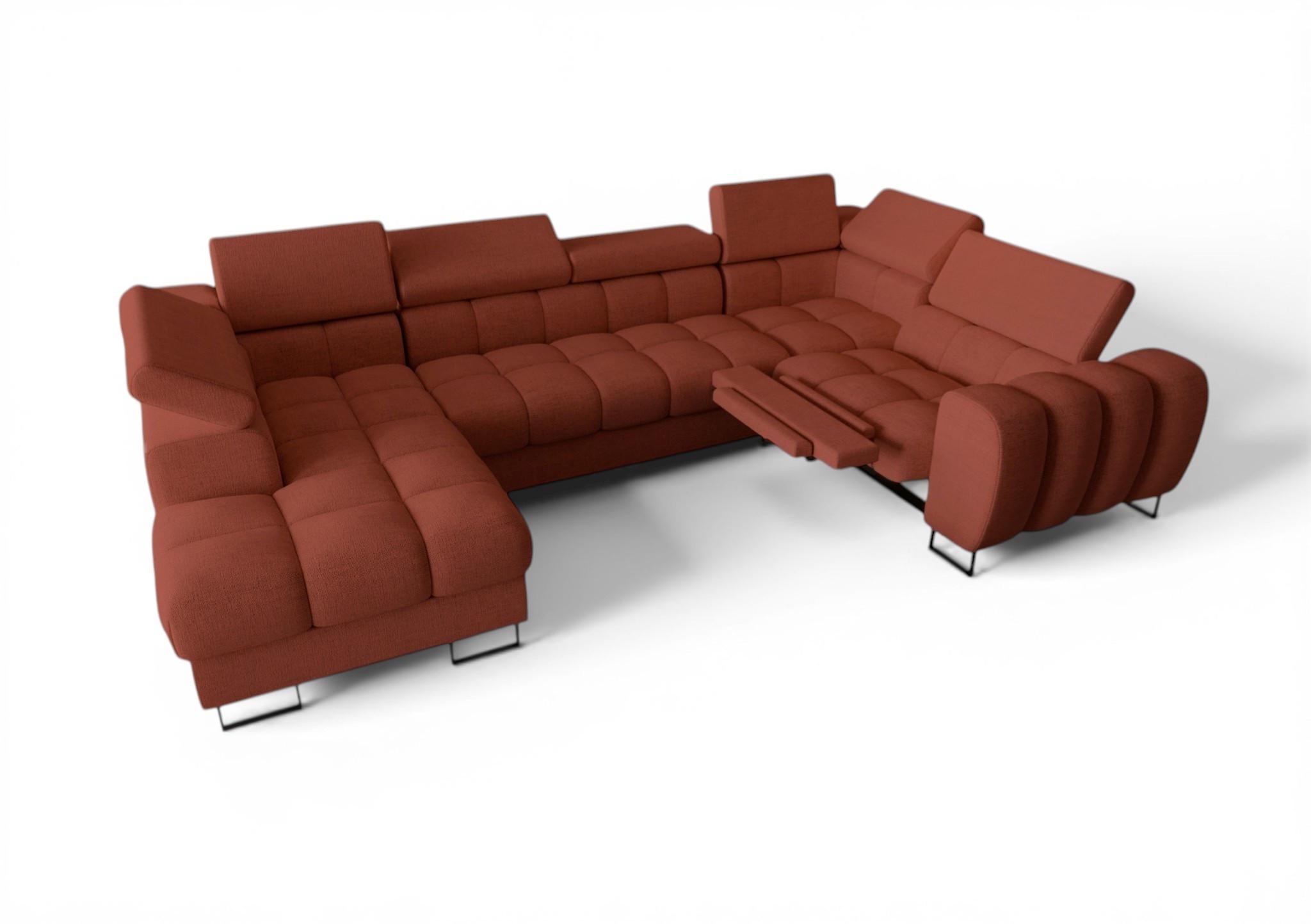WOHNLANDSCHAFT Bastien Relax - Rot, Holzwerkstoff/Textil (198/95/350cm) - Fun Möbel