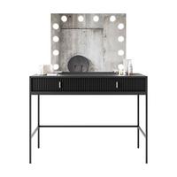FRISIERTISCH MIDNIGHT ELITE mit LED-Spiegel schwarz - Schwarz, Holzwerkstoff (104/77/50cm) - Lookway