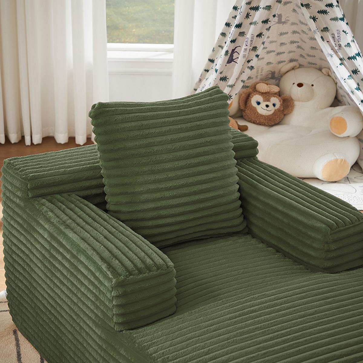 CHAISELONGUE Modernes Cord-Sofa Relaxsessel ohne Montage - Grün, Textil (81/50/117cm) - Urban Meuble