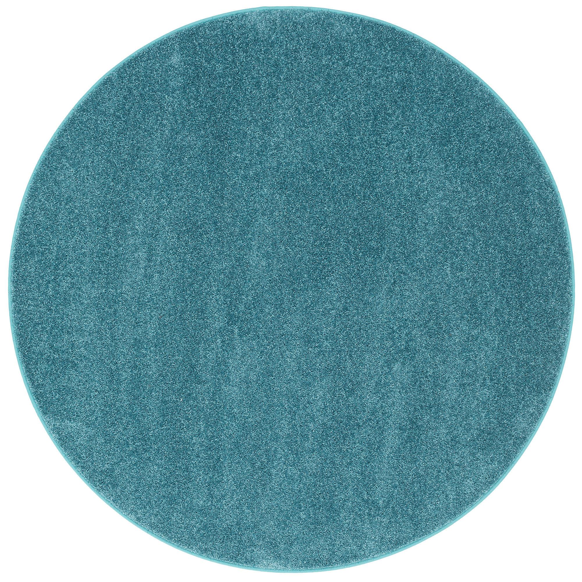 HOCHFLOR VELOURS TEPPICH MONA RUND - Petrol, Textil (133/133cm) - Snapstyle