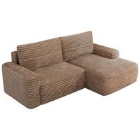 ECKSOFA BELLUNO L Braun Cord - Rechts - Schwarz/Braun, Textil (233/144cm) - MKS