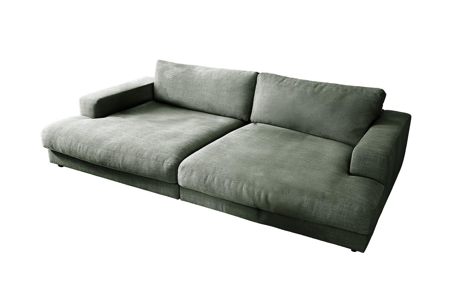 BIG SOFA MADELINE Grün Webstoff - Schwarz/Olivgrün, Kunststoff/Textil (290/85/190cm) - KAWOLA