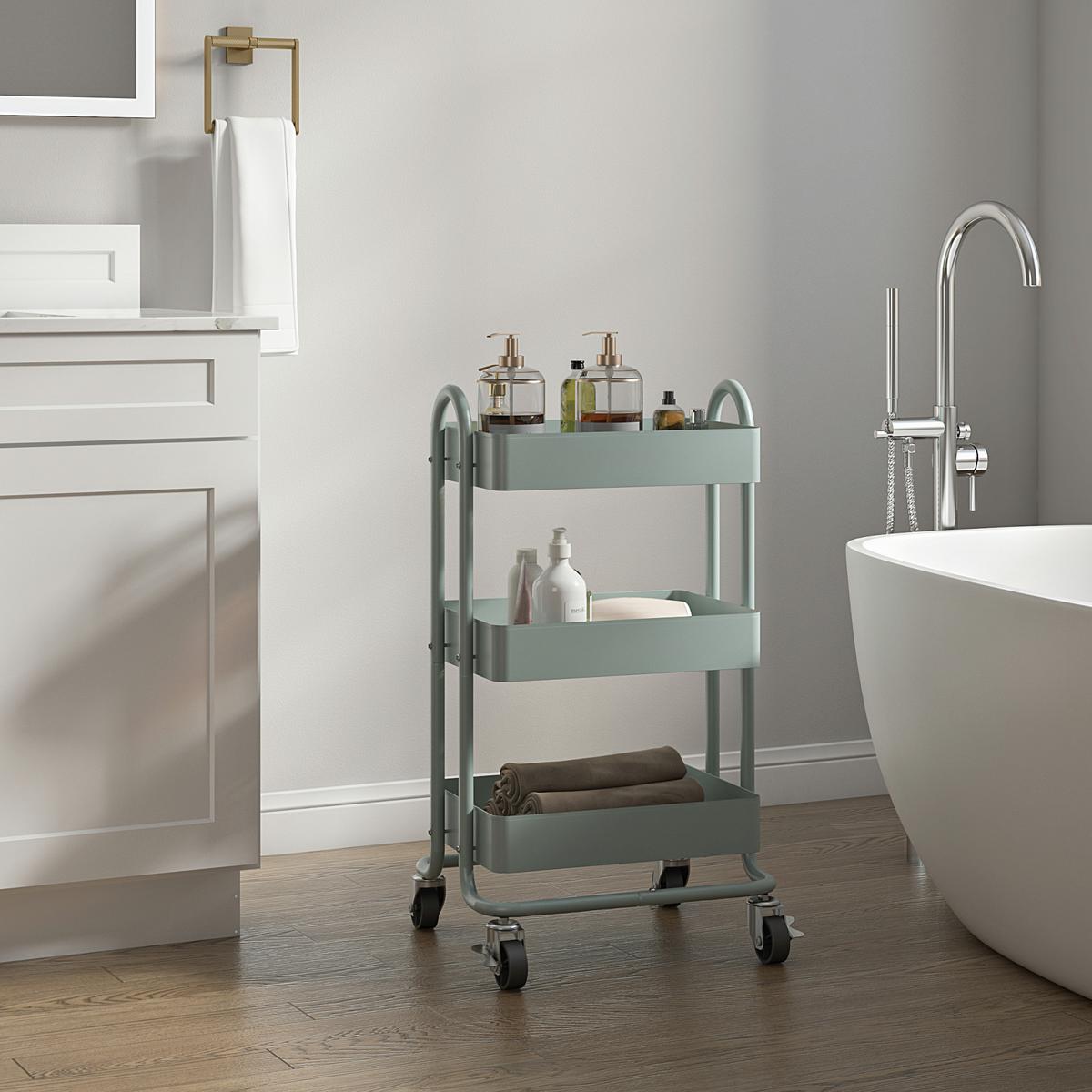 SERVIERWAGEN Pyhäntä - Mintgrün, Metall (46/78.5/35cm) - [en.casa]