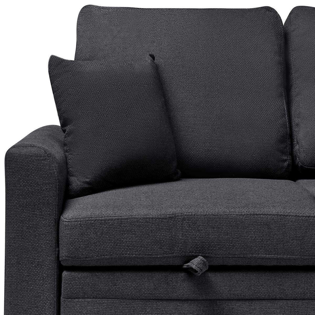 ECKSCHLAFSOFA 3-Sitzer Kunstleinen Schwarz linksseitig Nassjo - Schwarz, Textil (210/131cm) - Beliani