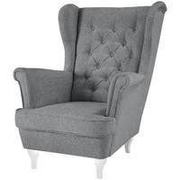 CHESTERFIELD-SESSEL Falco grau mit Weiß Holzbeinen - Weiß/Grau, Holz/Textil (82/102/92cm) - Beautysofa