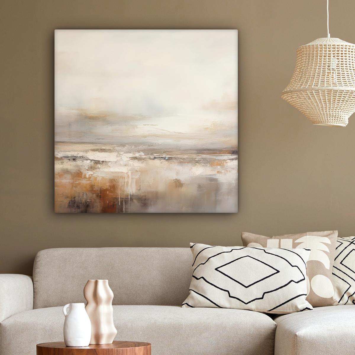 LEINWANDBILD Kunst - Industriell - Grau - Braun - Abstrakt Deko Groß 90x90 cm - Sandfarben, Textil (90/90cm) - MuchoWow