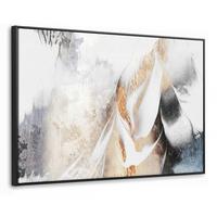 LEINWAND Bilder mit Rahmen - Luxus - Abstrakt - Gold - Weiß - 140x90 - Goldfarben, Textil (140/90cm) - MuchoWow