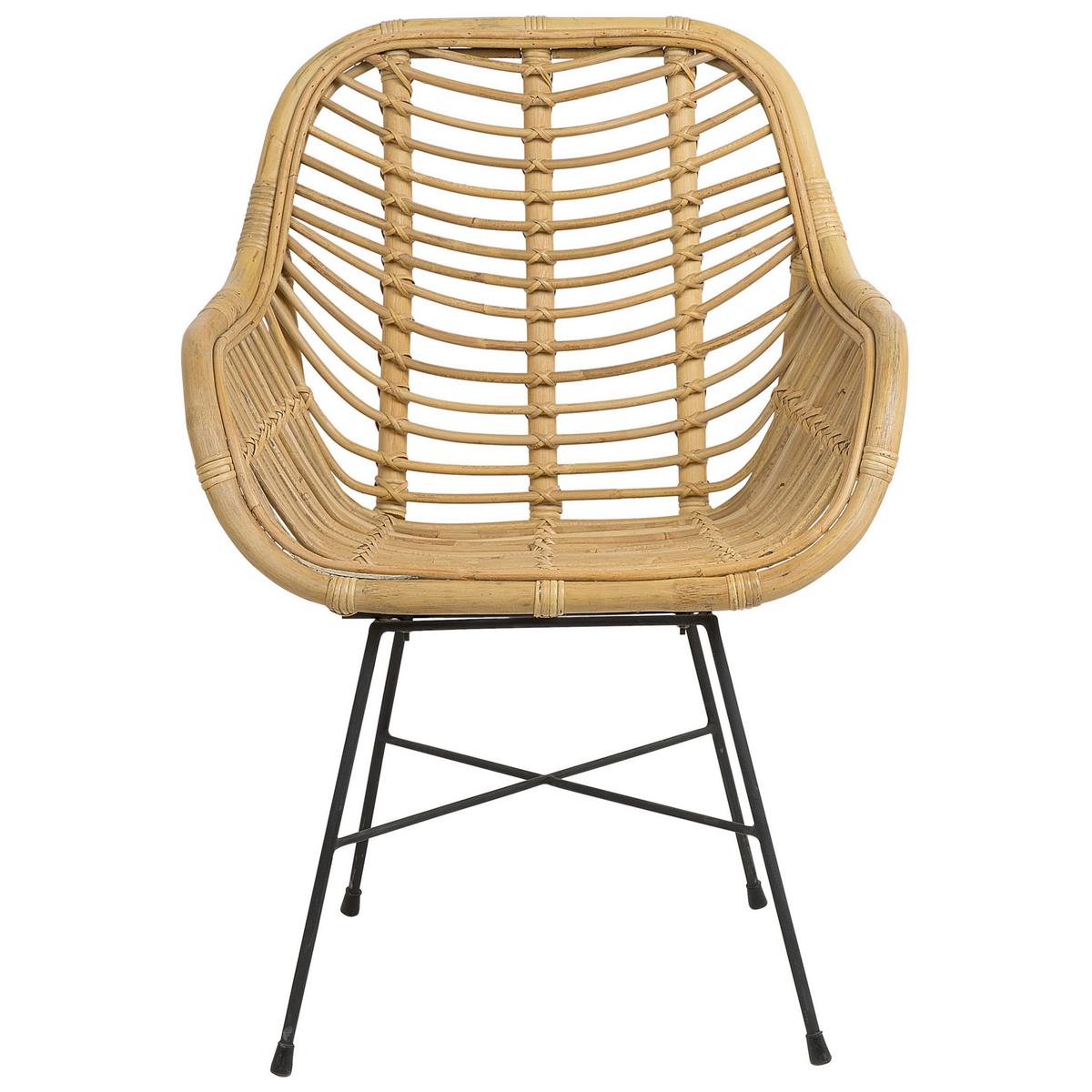 RATTANSTUHL Rattan Beige Canora - Beige, Naturmaterialien/Metall (64/89/51cm) - Beliani