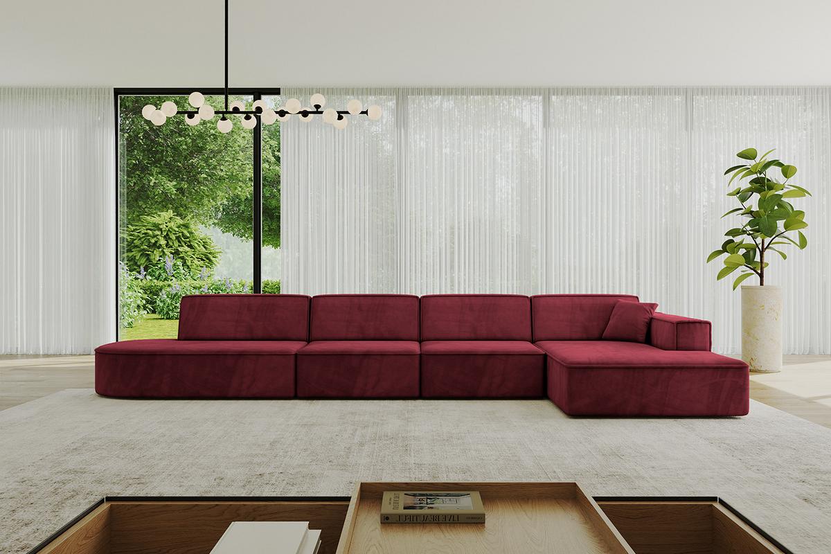 ECKSOFA Ottomane Rechts IREA-L3-v4 - 412x165x77 cm Bordeauxrot - Bordeaux, Holzwerkstoff/Textil (412/165cm) - ALTDECOR
