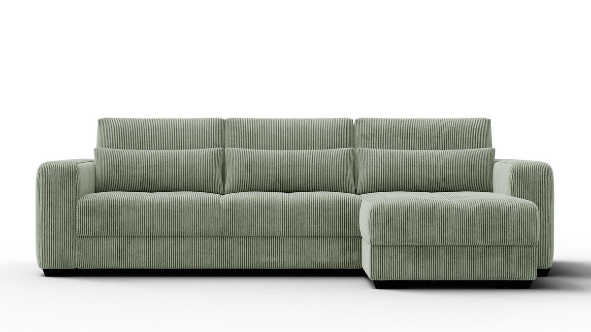 ECKSOFA OLI 4-Sitzer rechts, salbeigrün - Salbeigrün, Holz/Textil (295/172cm) - Wozimo