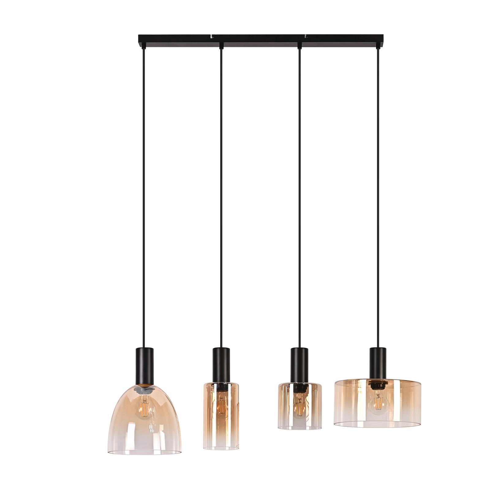 PENDELLEUCHTE Dravyn 78/25/180 cm - Bernsteinfarben/Schwarz, Glas/Metall (78/25/180cm) - ZMH