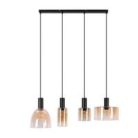PENDELLEUCHTE Dravyn 78/25/180 cm - Bernsteinfarben/Schwarz, Glas/Metall (78/25/180cm) - ZMH