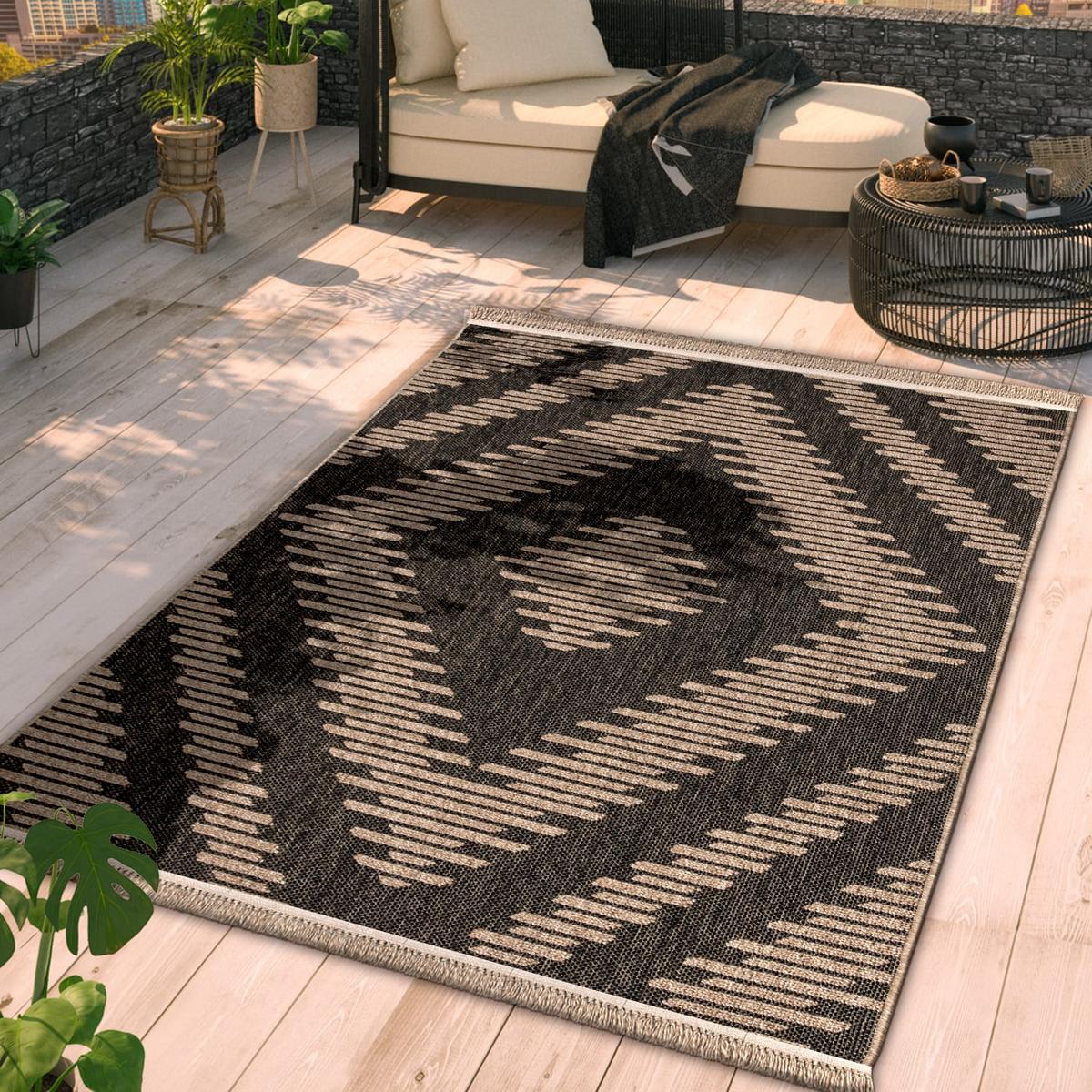 OUTDOORTEPPICH Boho Anthrazit 120 x 160 cm - Anthrazit, Kunststoff (120/160cm) - TT Home