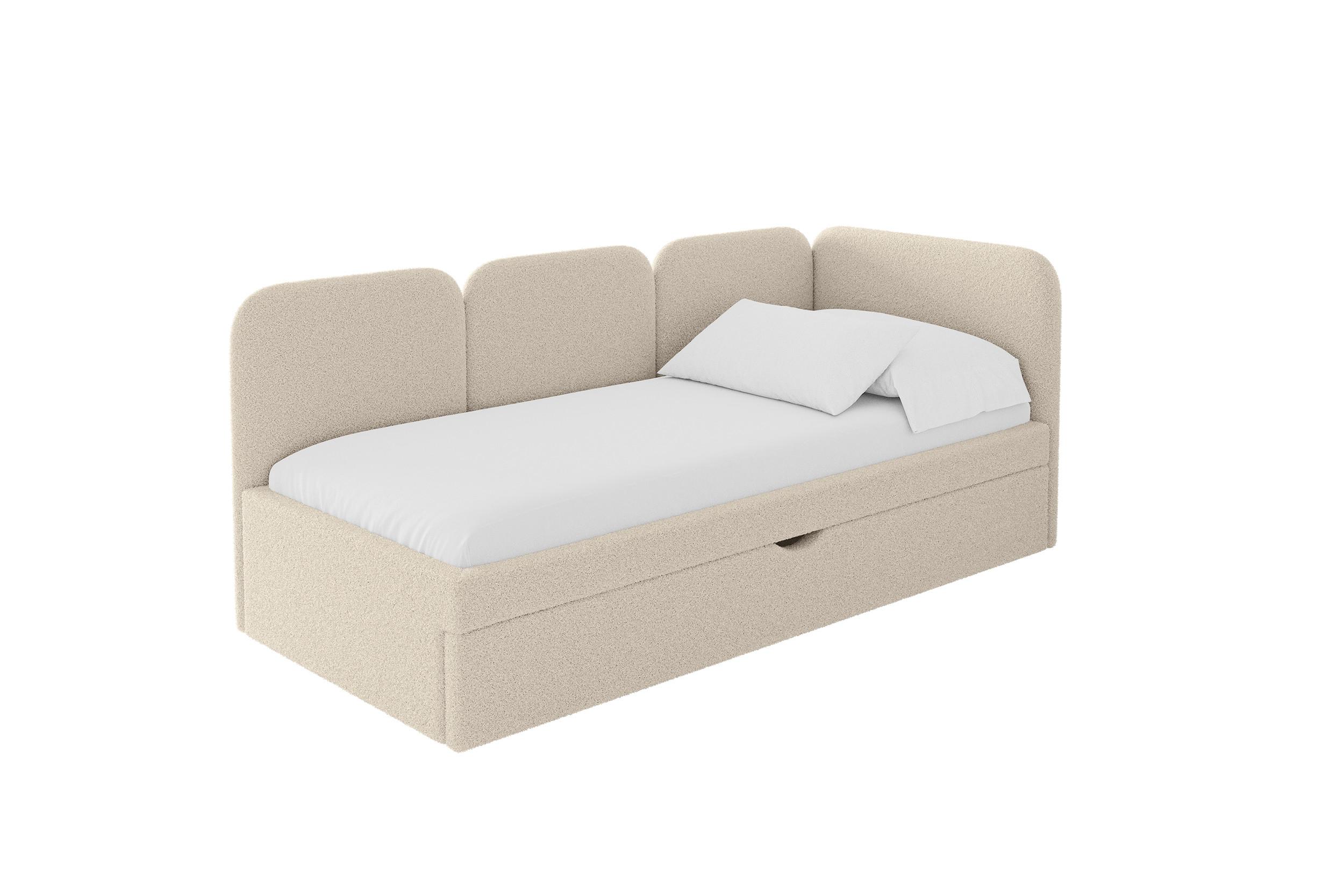 EINZELLBETT Jugendbett mit Bettkasten, Links - ALVY 100x200 Dunkelbeige - Cappuccino, Holzwerkstoff/Textil (100/200cm) - ALTDECOR