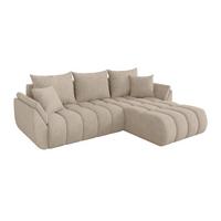 ECKSOFA mit Schlaffunktion Ottomane Rechts TOKO-L-v1 277x194x86 Beige Velours - Schwarz/Sahara, Holzwerkstoff/Kunststoff (277/194cm) - ALTDECOR