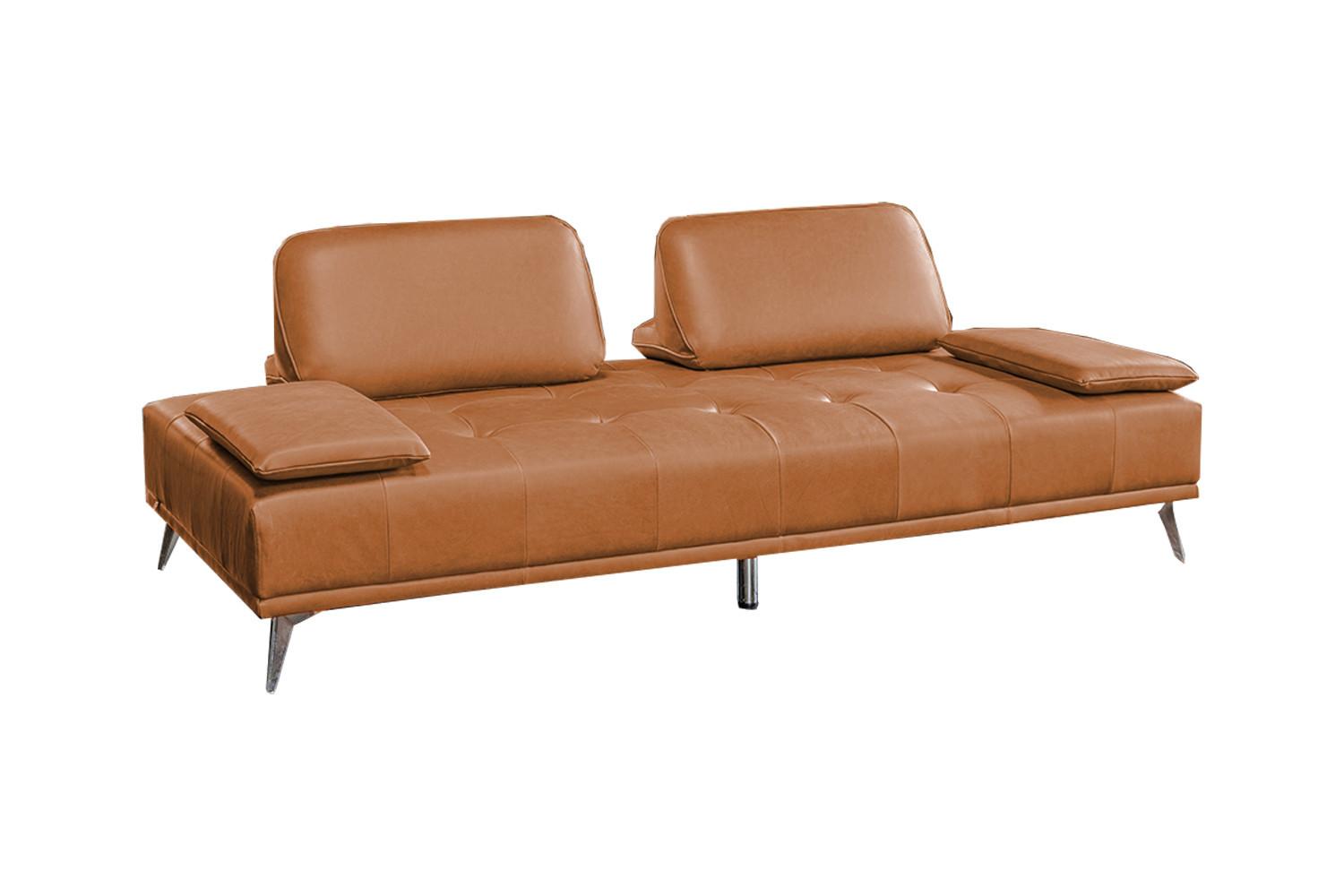 SOFA WIOLO Braun Leder - Silberfarben/Braun, Leder/Metall (240/83/110cm) - KAWOLA