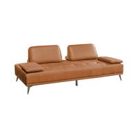SOFA WIOLO Braun Leder - Silberfarben/Braun, Leder/Metall (240/83/110cm) - KAWOLA