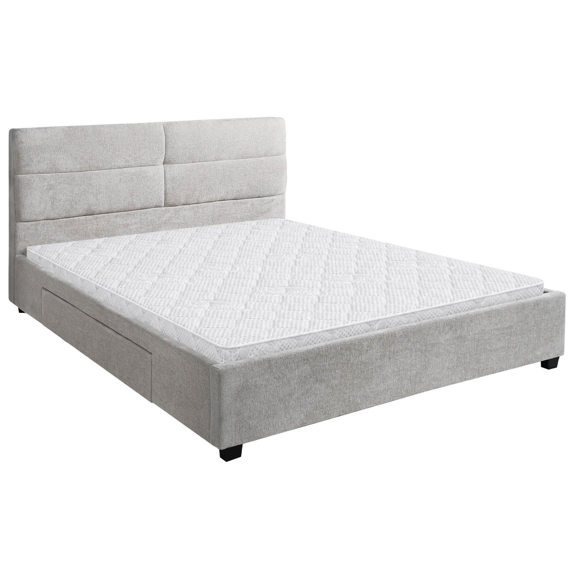 POLSTERBETT Aurea Doppelbett 160x200 cm mit Schublade und Schaumstoffmatratze 10 cm, Chenille-Stoff, Beige - Beige/Schwarz, Textil (160/200cm) - Beautysofa