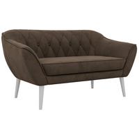 2-SITZER-SOFA PIRS - Braun Velvet - Weiße Beine - Dunkelbraun/Braun, Holzwerkstoff/Textil (140/75/74cm) - MKS