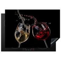 HERDABDECKPLATTE Rotwein - Weißwein - Glas - Schwarz Herdabdeckung Induktionsfeld 75x52 cm - Weinrot, Kunststoff (75/52/0.2cm) - MuchoWow