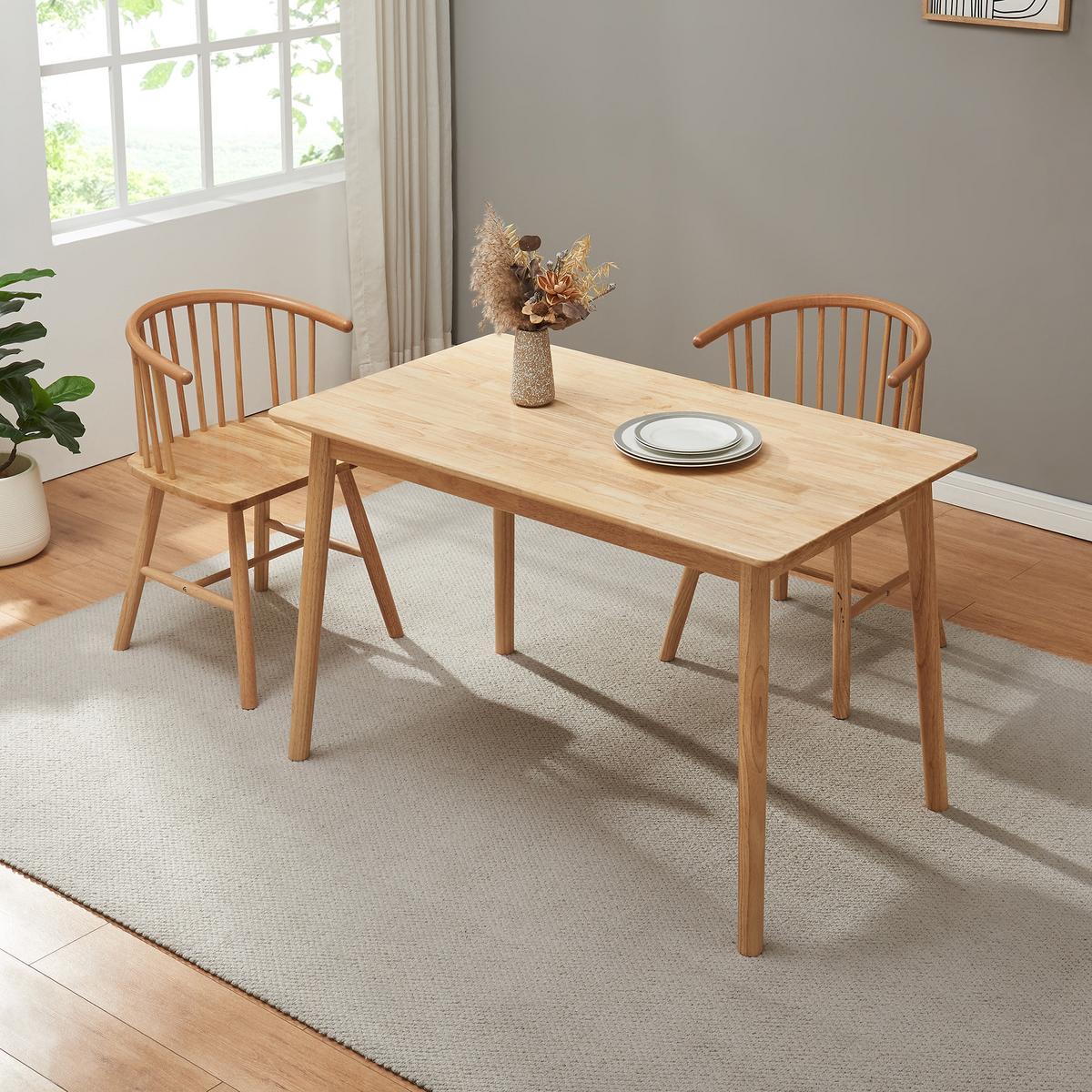 ESSTISCH Klijori - Naturfarben, Holz (70/140/73.5cm) - [en.casa]
