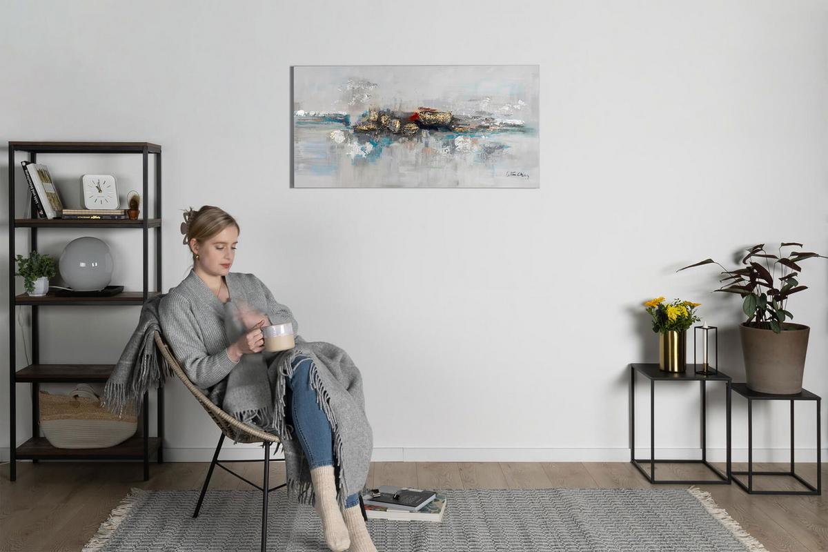 ÖLGEMÄLDE 120/60 cm - Grau, Holz/Textil (120/60cm) - KUNSTLOFT